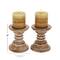 6&#x27;&#x27; Light Brown Mango Wood Traditional Candle Holder, 2ct.